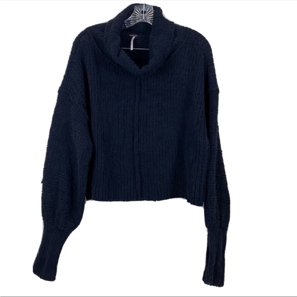 Free People Be Yours Pullover Cowl Neck Knit Sweater Black XS - Picture 1 of 6